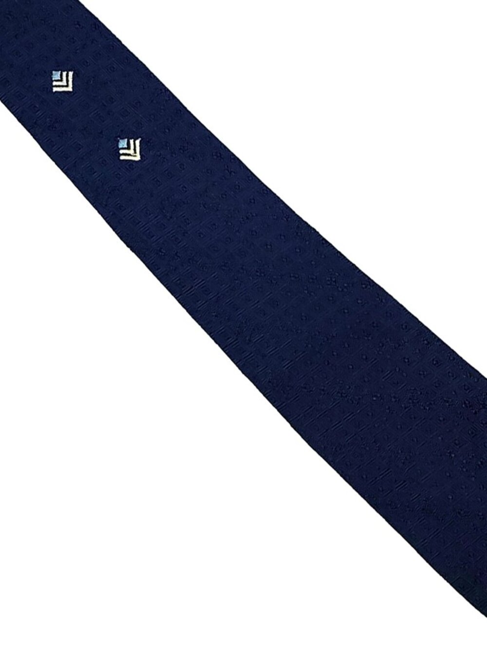 Vtg Harris & Frank Blue Textured Embroidered Slender Silk Tie Necktie 2.75 x 54